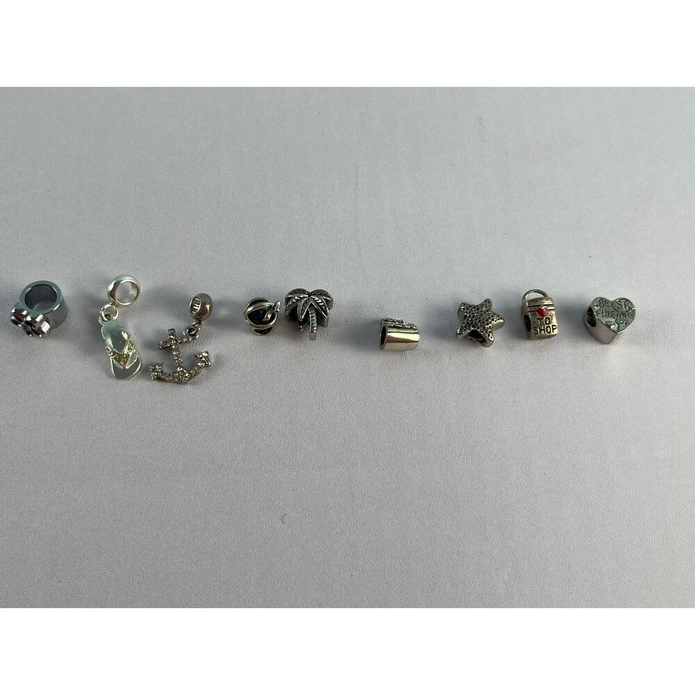 Silver Tone Charm Lot For Pandora Bracelets Palm Tree Sandal Beachy 925